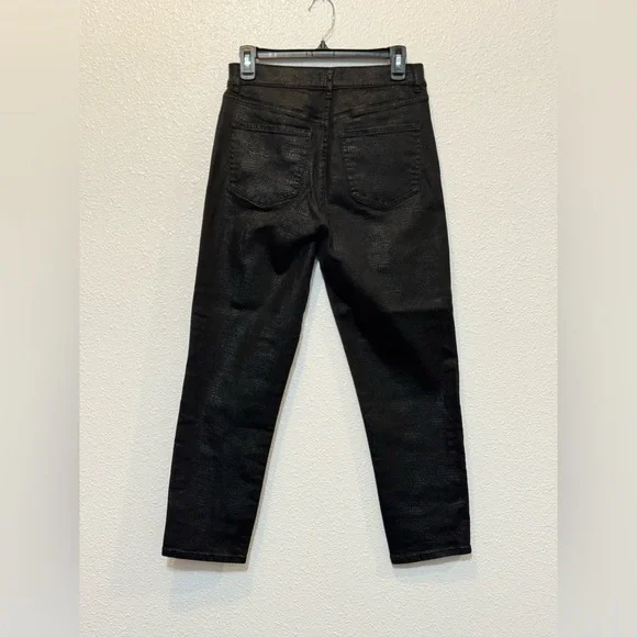 Express Black Faux Snakeskin Pattern Cropped High Rise Womens 8‎ Mom Jean - Picture 2 of 8